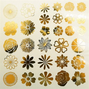 Decals til fusing, Lille Blomst, Guld, 13,25x10,15cm